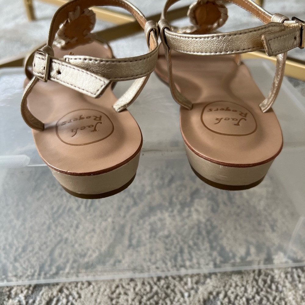 Jack Rogers Eve wedge leather gold ankle strap adjustable sandals size 7. - Picture 3 of 5